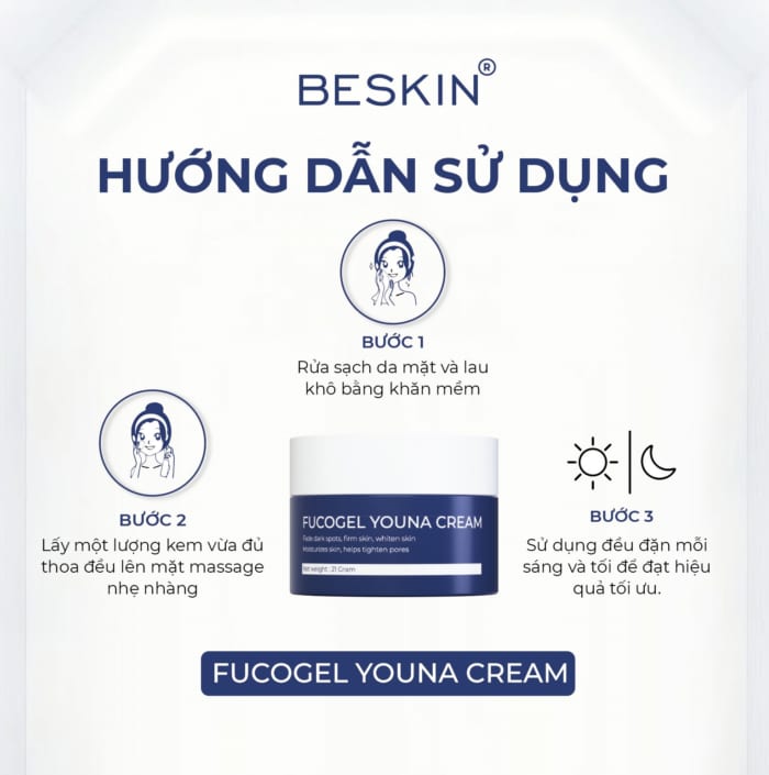 KEM FACE ĐA CHỨC NĂNG BESKIN "FUCOGEL YOUNA CREAM" -  Dung Tích: 21ml - Thương Hiệu Beskin - Hình ảnh 2